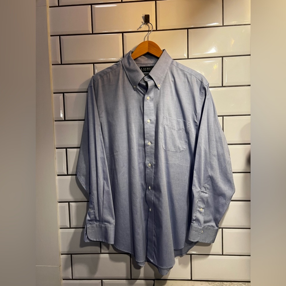 Lauren by Ralph Lauren blue button down dress shirt